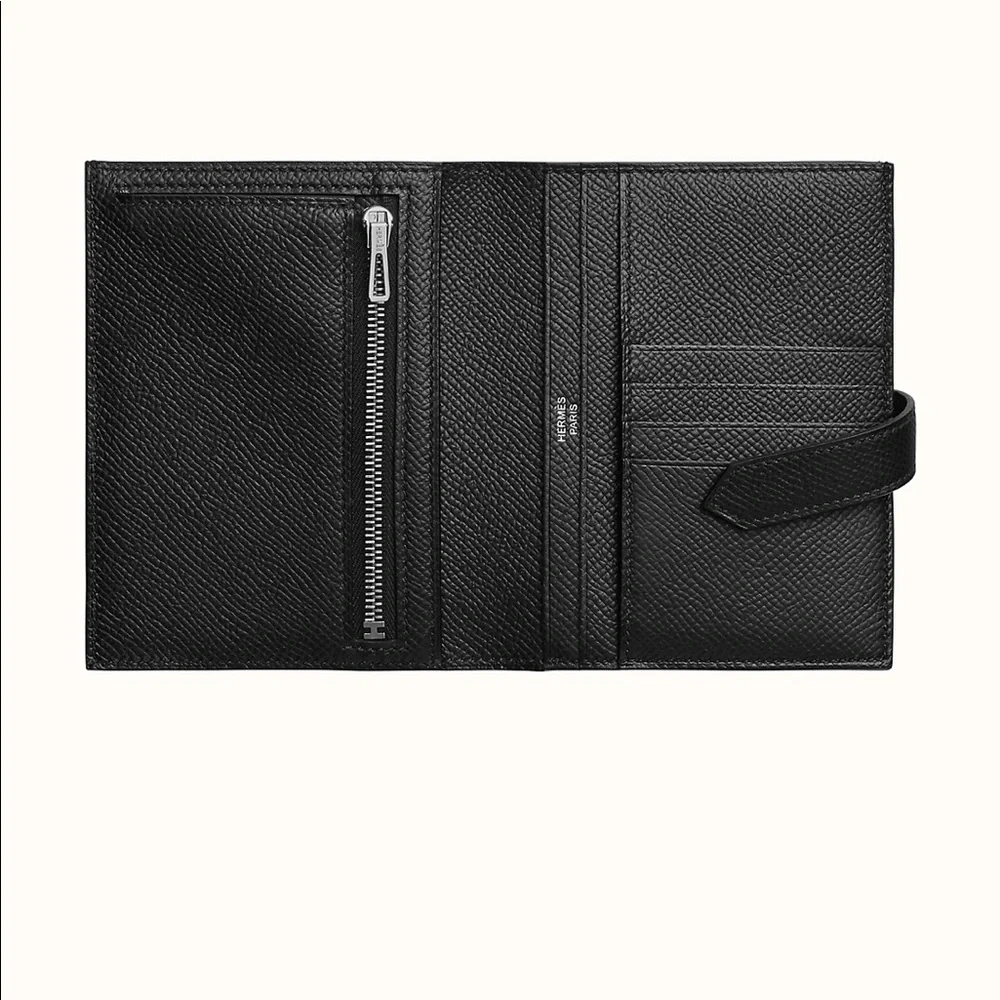 New Hermès So Black Bearn Compact monochrome Wallet